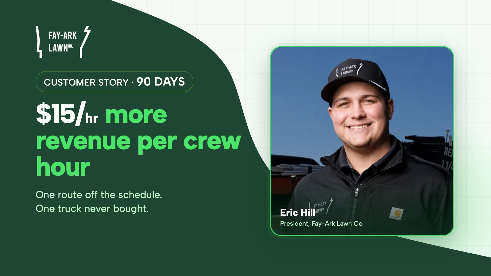Fay-Ark Lawn Co. customer story: $15 an hour more revenue per crew hour, with President Eric Hill